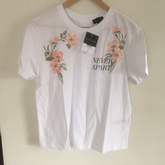 Topshop Tops - Topshop Never Apart Lace Up Embroidered Tee NWT
